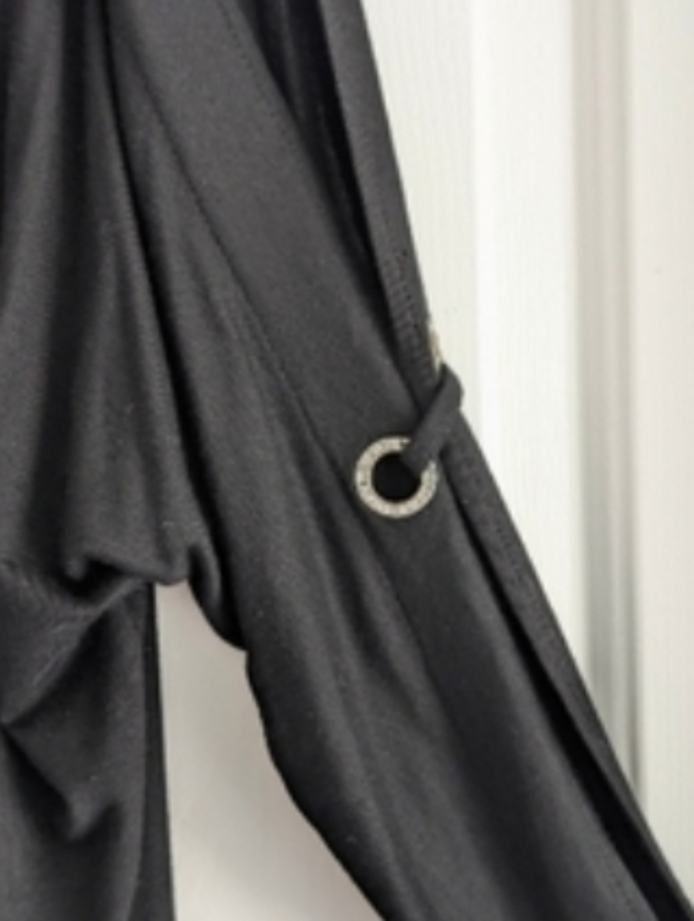 Black Rhinestone Knit Top Rhinestone Crystal Grommets Dressy Medium - Picture 6 of 11
